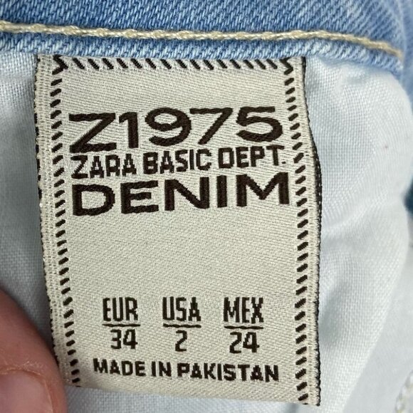 Zara Basic Classic Skinny Jeans Light Blue Wash Size 2 Distressed Busted Knee - Picture 9 of 14